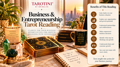 Tarot card spread exploring business growth and opportunities