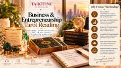 Entrepreneur seeking guidance on business direction through tarot with TAROTINI