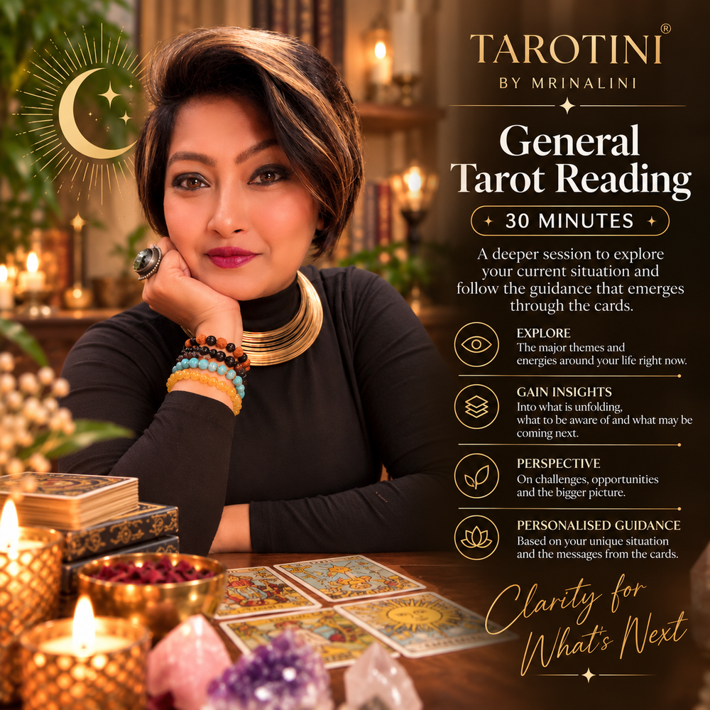 Online general tarot reading with Mrinalini from TAROTINI - explore themes, changes and opportunities