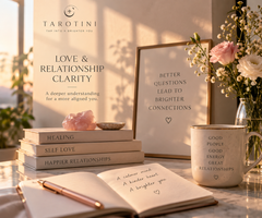 Woman seeking love and relationship clarity — online tarot reading session with TAROTINI